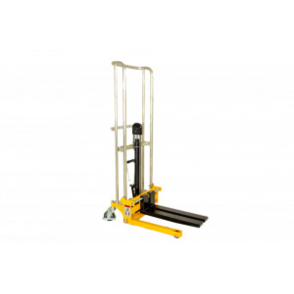 MS4-15 TRANSPALET CU CATARG SI CU PLATFORMA, CAPACITATE 400 KG, INALTIME DE RIDICARE 1.500 MM, FURCI REGLABILE PE LATIME