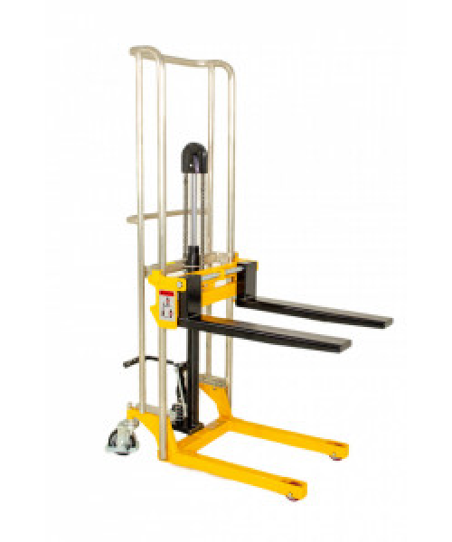 MS4-15 TRANSPALET CU CATARG SI CU PLATFORMA, CAPACITATE 400 KG, INALTIME DE RIDICARE 1.500 MM, FURCI REGLABILE PE LATIME