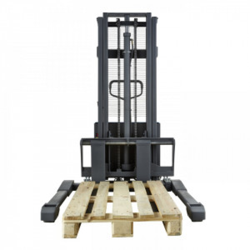 SSER2025, STIVUITOR SEMI-ELECTRIC CU PICIOARE REGLABILE EXTERIOARE PALETULUI, CAPACITATE 2.000 KG, INALTIME RIDICARE 2.500 MM