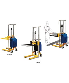 PD4150 TRANSPALET ELECTRIC CU CATARG SI CU PLATFORMA, CAPACITATE 400 KG, INALTIME DE RIDICARE 1.500 MM, FURCI REGLABILE PE LATIME