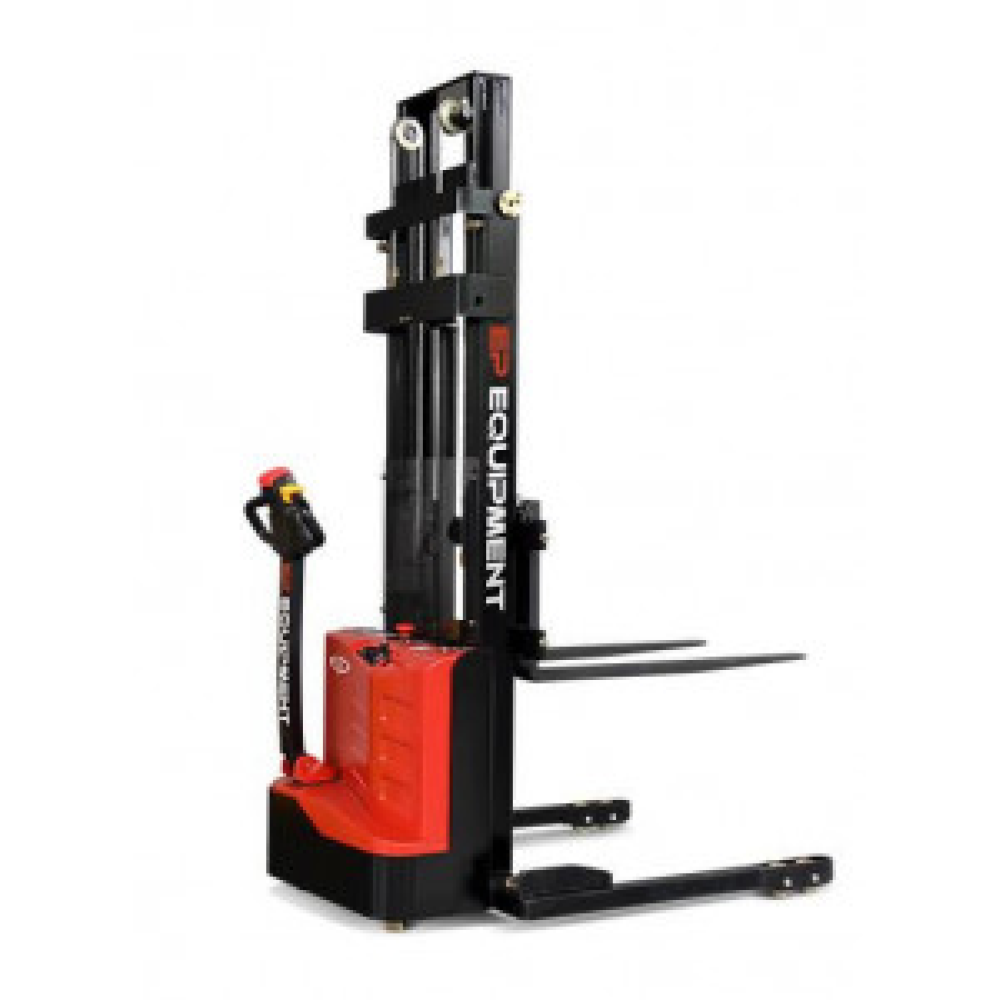 TRANSPALET INDUSTRIAL ELECTRIC CU CATARG, SARCINA 1200 KG, INALTIME DE RIDICARE 3000MM, PICIOARE EXTERIOARE PALETULUI, FURCI TIP STIVUITOR REGLABILE, ES12-25DM-3000