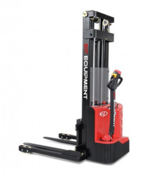 TRANSPALET INDUSTRIAL ELECTRIC CU CATARG, SARCINA 1200 KG, INALTIME DE RIDICARE 3000MM, PICIOARE EXTERIOARE PALETULUI, FURCI TIP STIVUITOR REGLABILE, ES12-25DM-3000