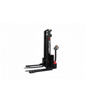 TRANSPALET INDUSTRIAL ELECTRIC CU CATARG, SARCINA 1200 KG, INALTIME DE RIDICARE 3000MM, PICIOARE EXTERIOARE PALETULUI, FURCI TIP STIVUITOR REGLABILE, ES12-25DM-3000